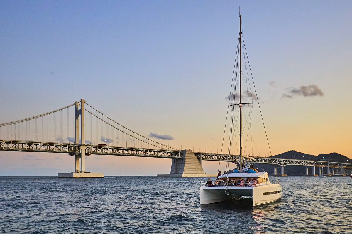 The BALI catamaran passing Gwangan Bridge