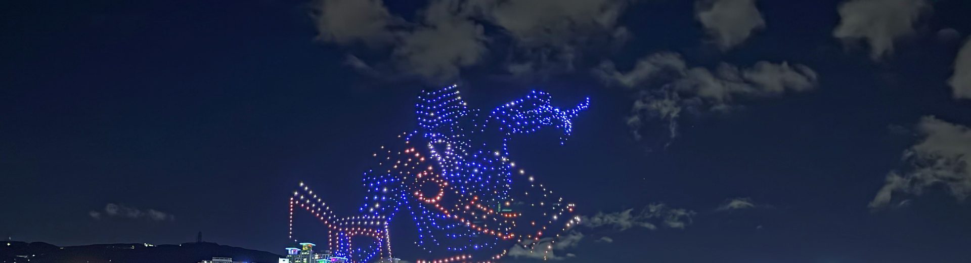 Drone light show over the Gwangalli night sky