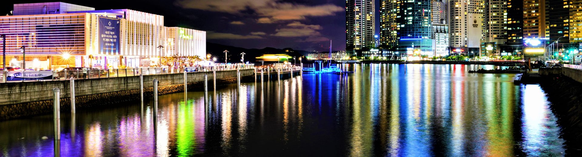 The Bay 101 lit up at night