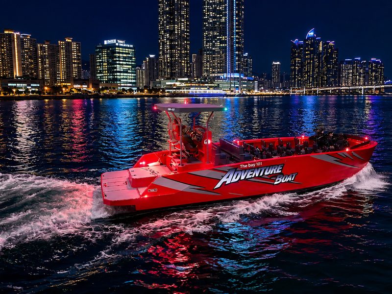 Adventure Night boat running through the city lights