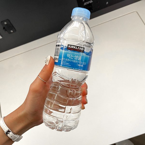 Bottled water served on board